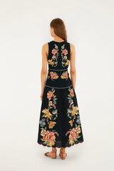 Dark Blue Maira Floral Midi Dress