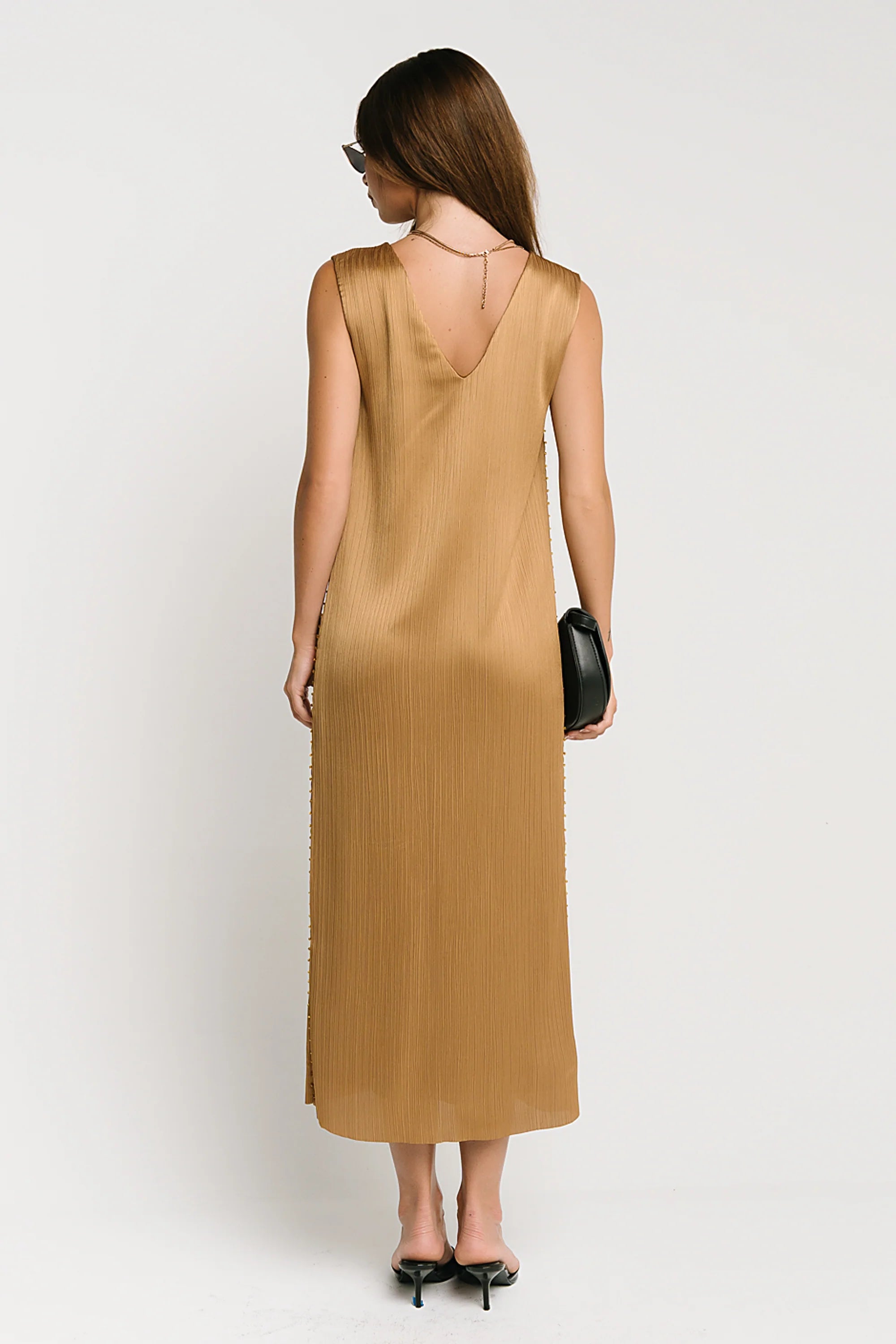Helena Midi Dress in Gold